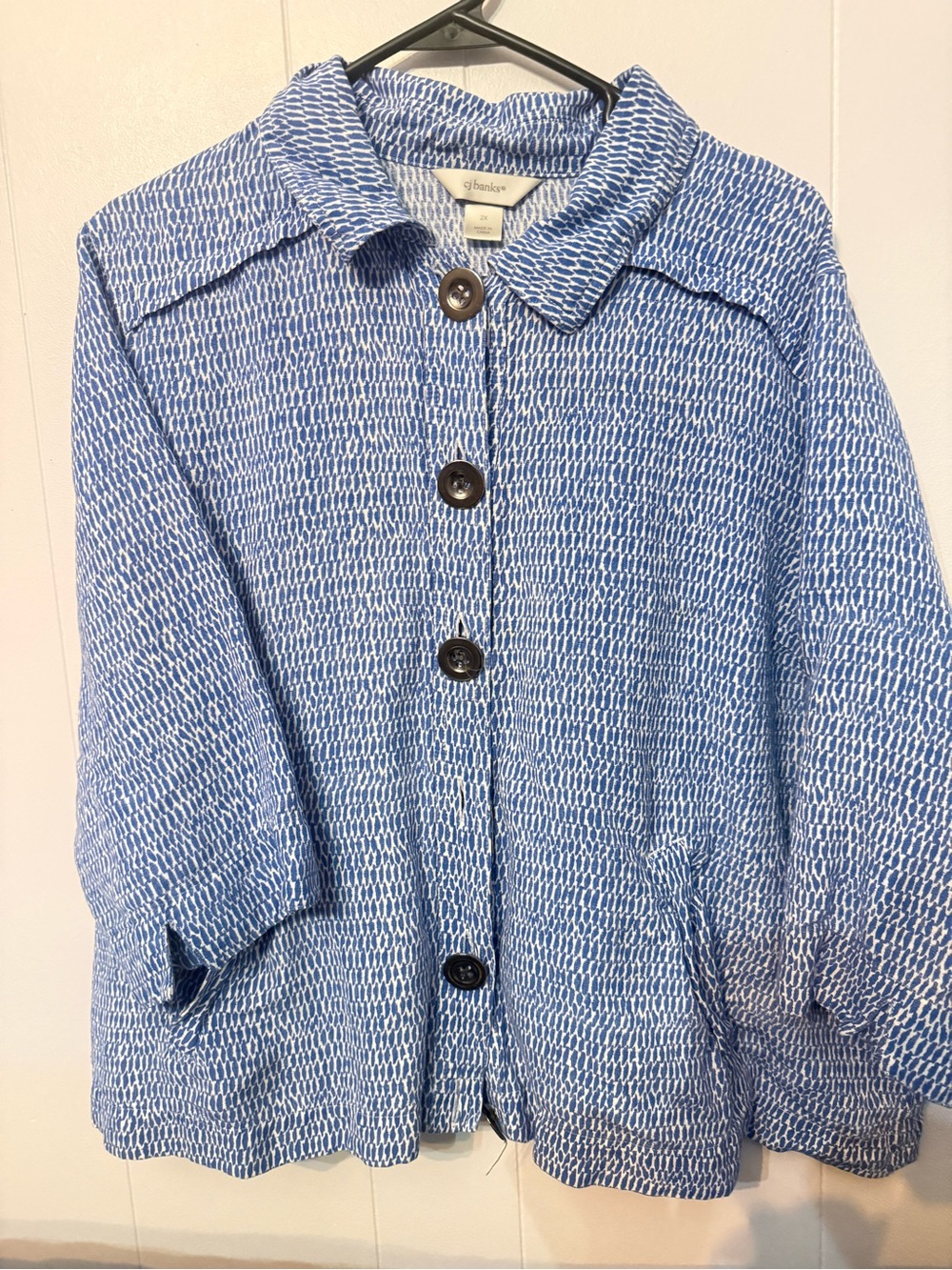 Coldwater Creek Periwinkle Textured Button-Front Blazer